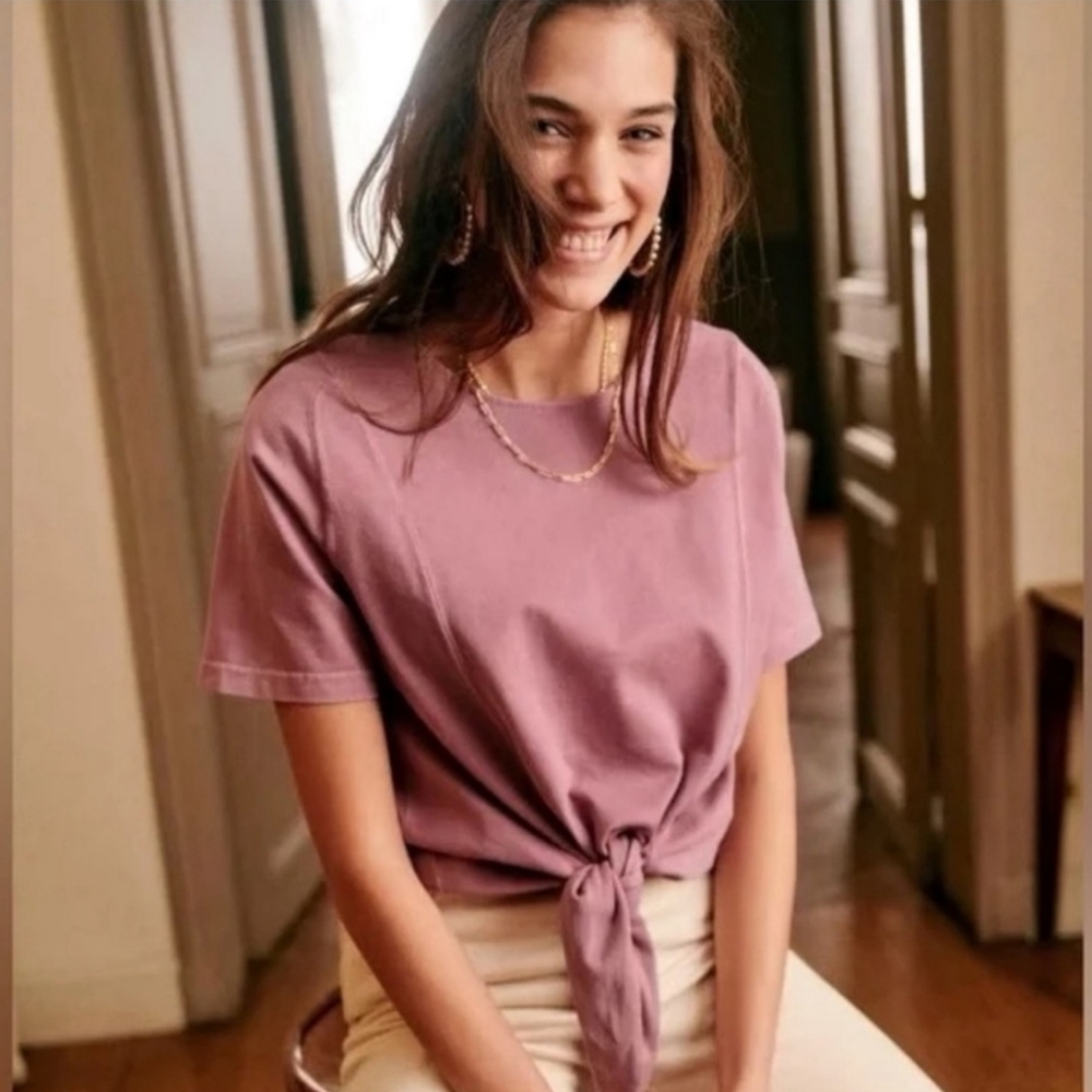Sezane Seth Tie Front Top Mauve size L